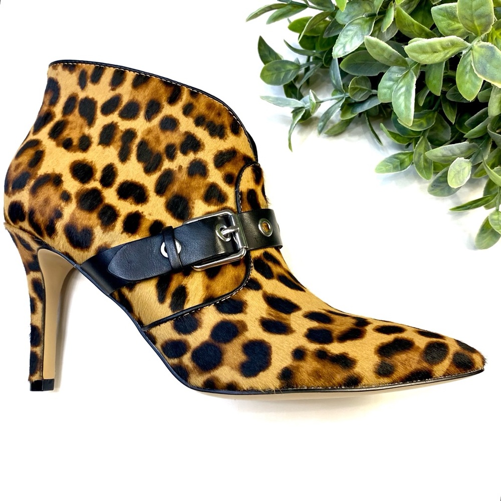 Nine West Leopard Print Jax Real Cow Fur Ankle Boot NWOT